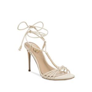 NWT SAM EDELMAN Womens Ivory Strappy Safiya Round Toe Stiletto Sandals 8 M